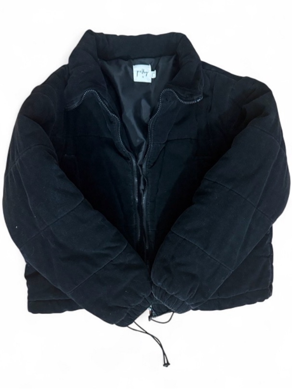 Polly Corduroy Black Puffer Jacket size 4 Small